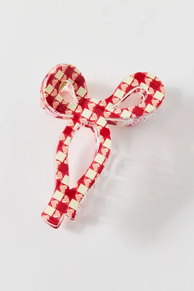 Urban Outfitters Resin Draped Bow Claw Clip In Red Checkered, Women's At