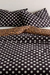 Urban Outfitters Reversible Patterned Core Comforter Set In Leopard/polka Dot At  In Black