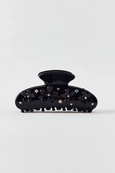 Urban Outfitters Rhinestone 3d Floral Claw Clip In Black, Women's At