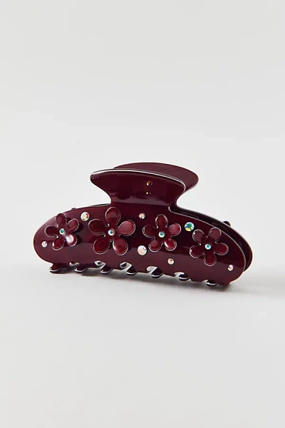 Urban Outfitters Rhinestone 3d Floral Claw Clip In Maroon, Women's At  In Burgundy