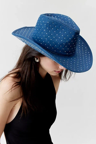 Urban Outfitters Rhinestone Denim Cowboy Hat In Indigo, Women's At  In Blue