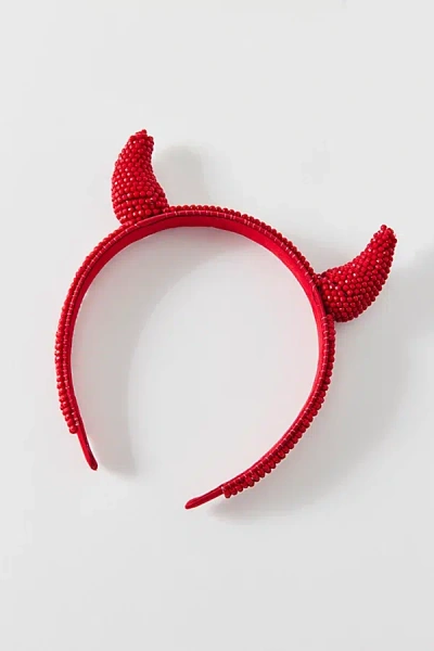Urban Outfitters Rhinestone Horn Headband In Red, Women's At