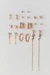 URBAN OUTFITTERS RHINESTONE POST & HOOP EARRING SET IN GOLD, WOMEN'S AT URBAN OUTFITTERS