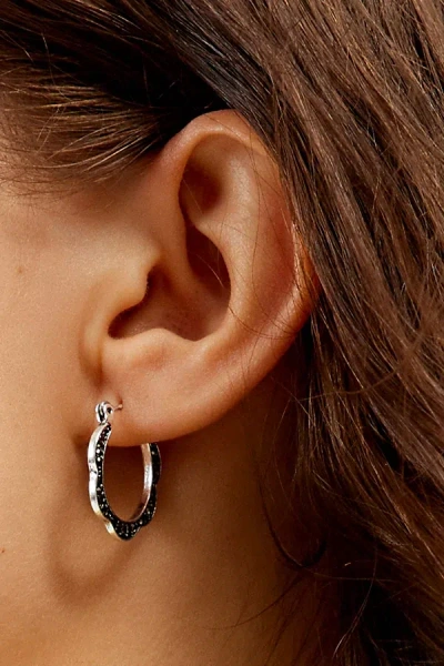 Urban Outfitters Rhinestone Scalloped Hoop Earring In Silver, Women's At
