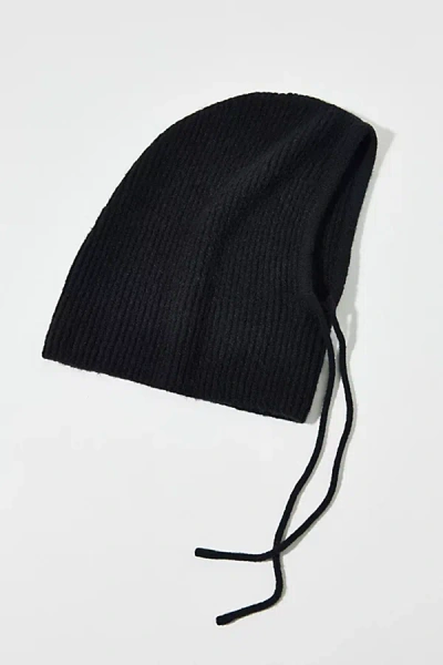 Urban Outfitters Ribbed Knit Hooded Balaclava In Black, Women's At