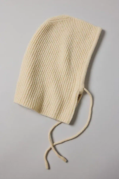 Urban Outfitters Ribbed Knit Hooded Balaclava In Ivory, Women's At