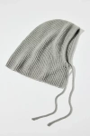 Urban Outfitters Ribbed Knit Hooded Balaclava In Light Grey, Women's At