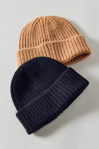 Urban Outfitters Ribbed Short Roll Beanie In Black, Men's At  In Blue