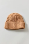 Urban Outfitters Ribbed Short Roll Beanie In Tan, Men's At  In Gold