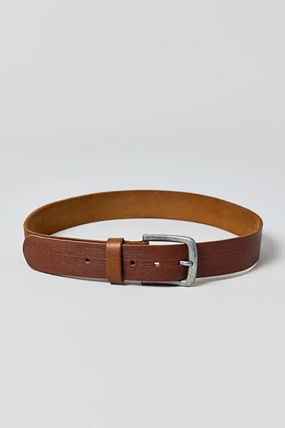 Urban Outfitters Ribbed Trim Slim Leather Belt In Brown, Men's At