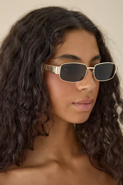 Urban Outfitters Riley Rectangle Sunglasses In Gold, Women's At