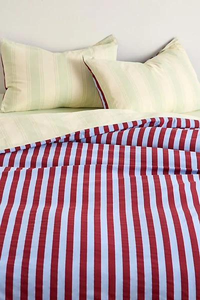 Urban Outfitters Riley Striped Reversible Duvet Cover In Citrus Berry At  In Red