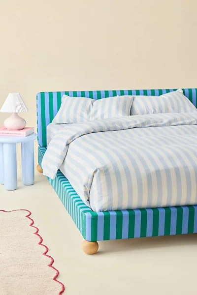 Urban Outfitters Riley Striped Upholstered Bed In Blue At