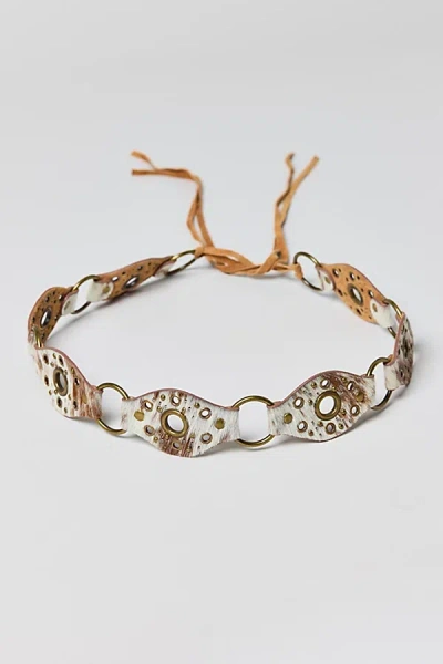 Urban Outfitters Riveted Cow Print Calf Hair Tie Belt In Cow Pony, Women's At