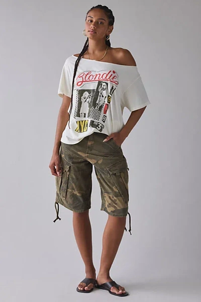 Urban Outfitters Rock Band Graphic Off-the-shoulder Oversized Tee In Blondie, Women's At  In Gray