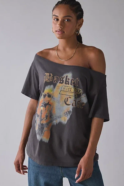 Urban Outfitters Rock Band Graphic Off-the-shoulder Oversized Tee In Green Day, Women's At  In Blue