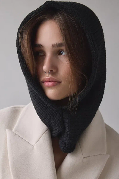 Urban Outfitters Rolled Knit Hood In Black, Women's At