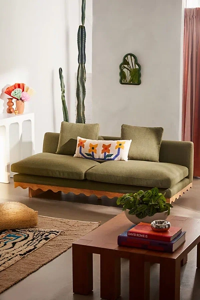 Urban Outfitters Roma Scalloped 3-seater Sofa In Moss At