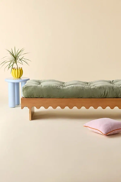 Urban Outfitters Roma Scalloped Wood Daybed In Sand Rubberwood At