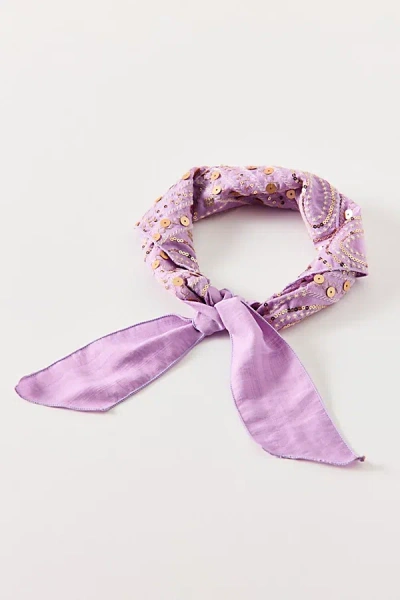 Urban Outfitters Romy Gold Embellished Headscarf In Lilac, Women's At