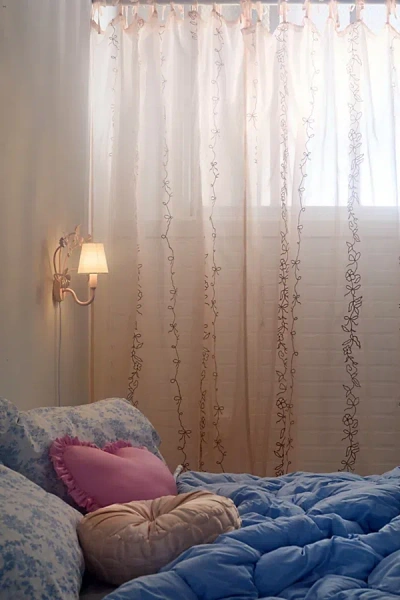 Urban Outfitters Rory Embroidered Chiffon Window Panel In Rose At  In Pink
