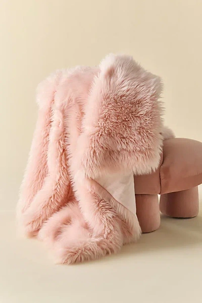Urban Outfitters Rory Faux Fur Throw Blanket In Pink At