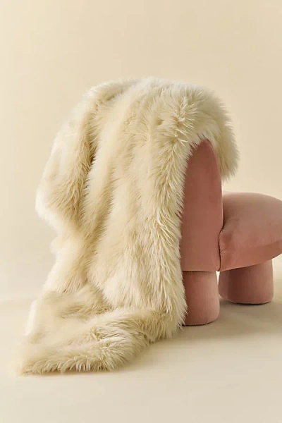 Urban Outfitters Rory Faux Fur Throw Blanket In White At