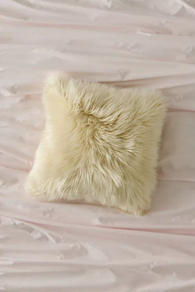 Urban Outfitters Rory Shaggy Faux Fur Throw Pillow In White At