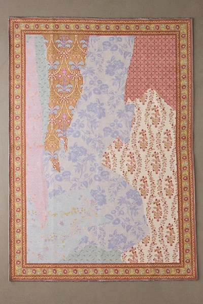 Urban Outfitters Rosalie Wallpaper Collage Printed Rug In Dark Yellow At  In Gray