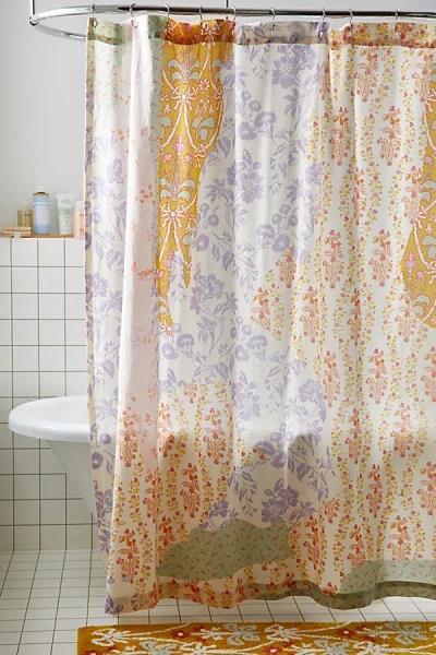 Urban Outfitters Rosalie Wallpaper Shower Curtain In Neutral At  In Orange