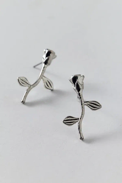 Urban Outfitters Rose Flower Post Earring In Silver, Women's At