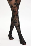 Urban Outfitters Rose Lace Tights In Black, Women's At  In Black
