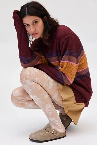 Urban Outfitters Rose Lace Tights In Ivory, Women's At