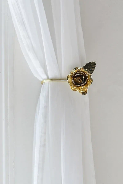 Urban Outfitters Rosette Curtain Tie-back Set In Gold At  In White