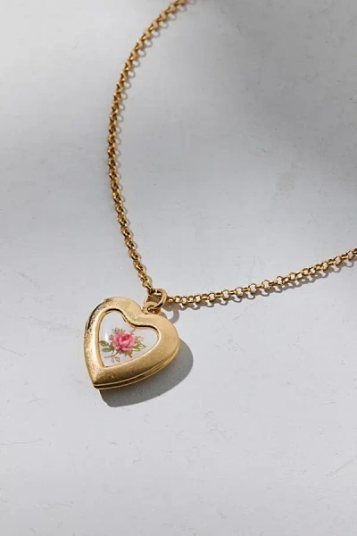 Urban Outfitters Rosie Heart Locket Necklace In Gold, Women's At