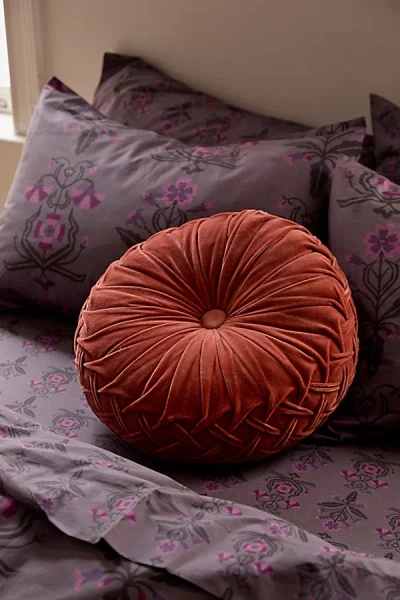 Urban Outfitters Round Pintuck Pillow In Rust At  In Red