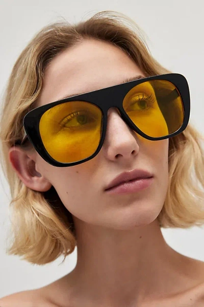 Urban Outfitters Rounded Oversized Aviator Sunglasses In Black, Women's At  In Yellow
