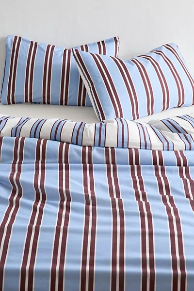 Urban Outfitters Rowen Striped Patterned Reversible Cotton Duvet Cover In Blue Shirting Stripe At