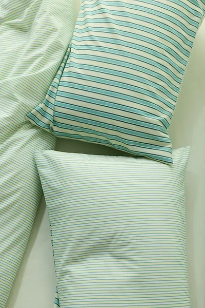 Urban Outfitters Rowen Striped Patterned Reversible Sham Set In Sage Green Shirting Stripe At