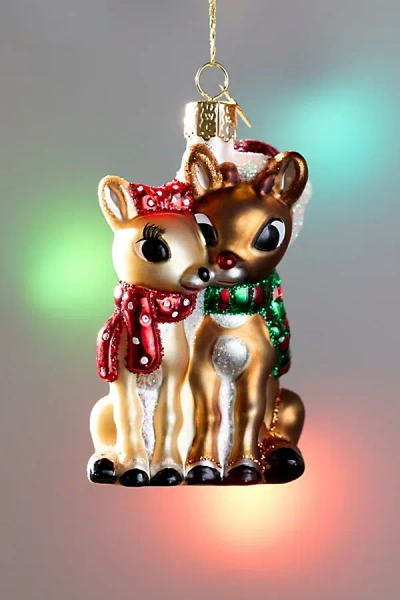 Urban Outfitters Rudolph & Clarice Reindeer Glass Ornament In Assorted At  In Multi