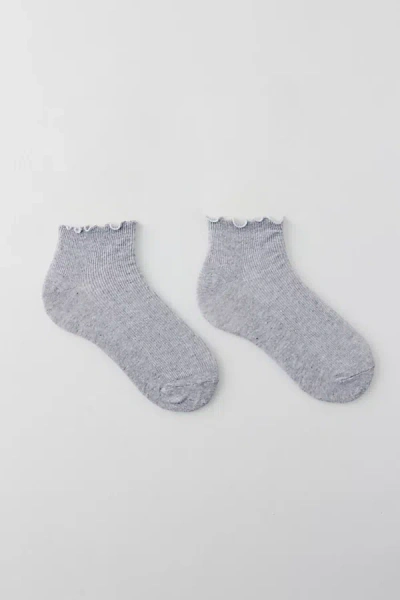 Urban Outfitters Ruffle Ankle Sock In Light Grey, Women's At  In Gray