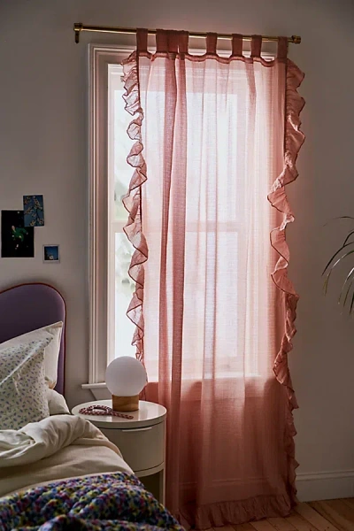 Urban Outfitters Ruffle Gauze Window Panel In Pearl At  In Pink