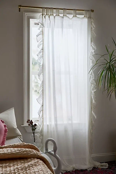 Urban Outfitters Ruffle Gauze Window Panel In White At