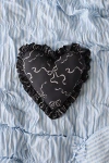 Urban Outfitters Ruffle Heart Cotton Throw Pillow In Black Painted At