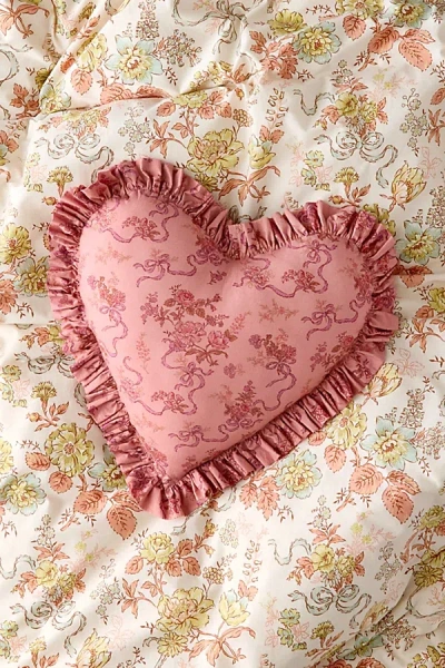 Urban Outfitters Ruffle Heart Cotton Throw Pillow In Blush At  In Multi
