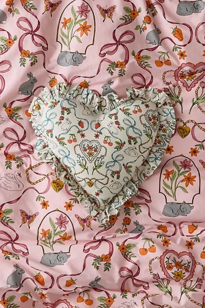Urban Outfitters Ruffle Heart Cotton Throw Pillow In Mariya At