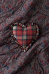 Urban Outfitters Ruffle Heart Cotton Throw Pillow In Plaid At  In Red