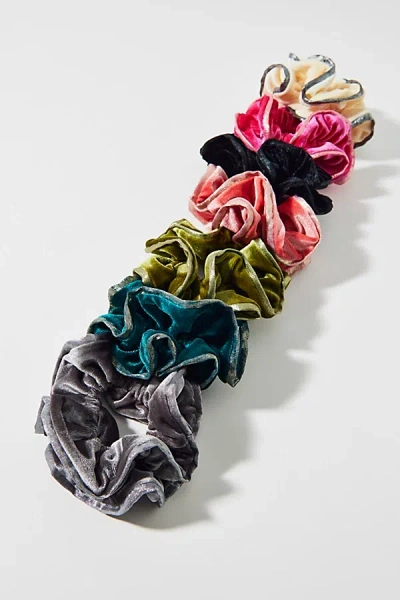Urban Outfitters Ruffle Velvet Scrunchie In Silver, Women's At  In Silver