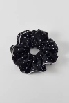 Urban Outfitters Ruffled Polka Dot Scrunchie In Black, Women's At