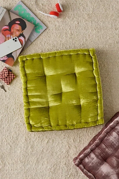 Urban Outfitters Ruthie Velvet Floor Pillow In Apple Green At